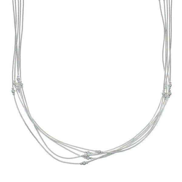 Native American Hand Strung Liquid Silver 5-Strand Necklace X10815